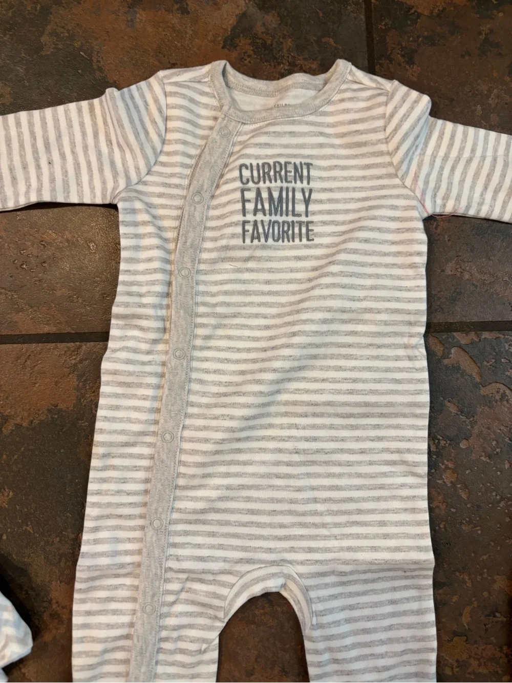 🧺The Children's Place Gray & White Striped Footed One-Piece baby boy bundle